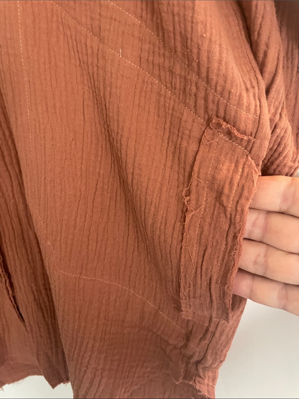 Style Rack Rust Button-Down Women's Top with Pockets - Picture 3 of 6